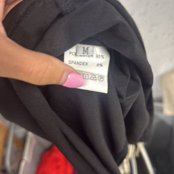 Elegant Black Dress Rhinestrone Fringe Detail Spaghetti Strap Mini Dress Medium - Picture 3 of 3